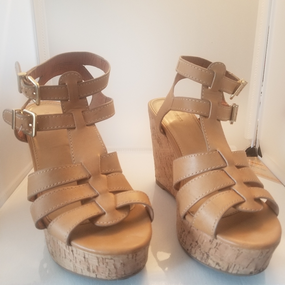 Express wedge platform cork strap shoes